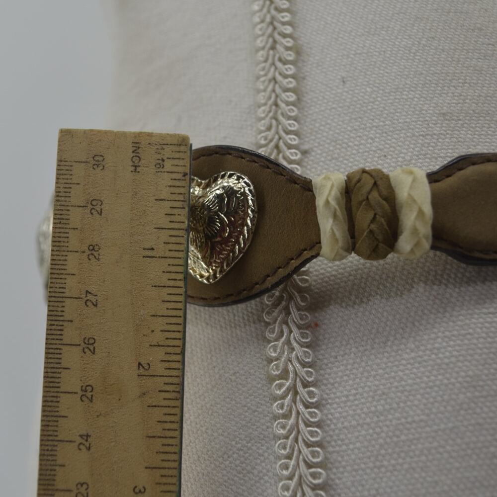 3D Western Brown Leather Belt Cowgirl Size 32 Heart Conchos - Picture 9 of 11
